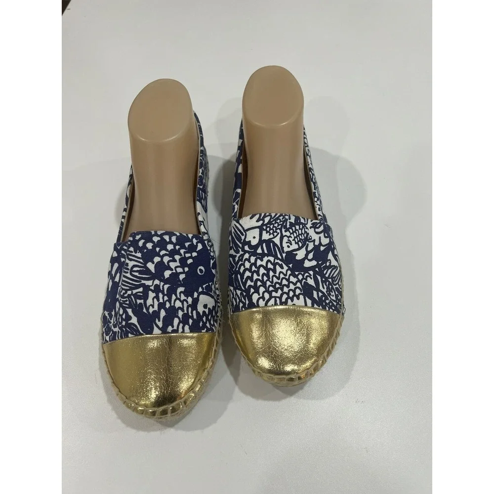 LILLY PULITZER For Target Espadrilles Navy Upstream  Flats Shoes Size 9.5